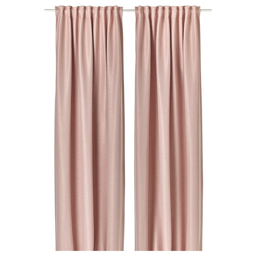 VILBORG Room darkening curtains, 1 pair, pink, 145x300 cm