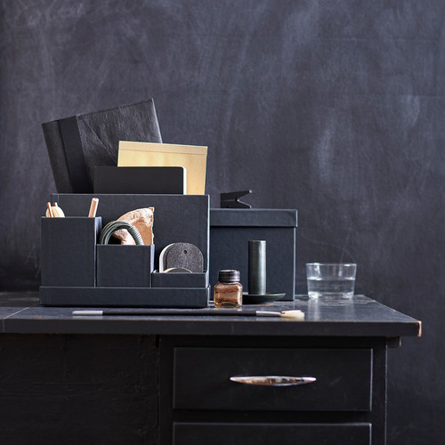 TJENA Desk organiser, black, 18x17 cm