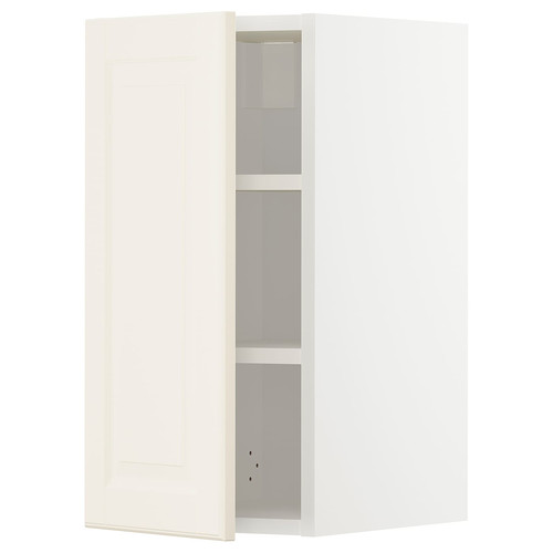 METOD Wall cabinet with shelves, white/Bodbyn off-white, 30x60 cm