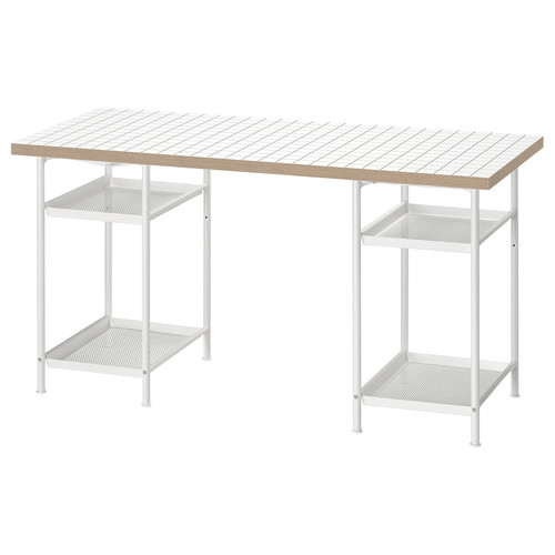 LAGKAPTEN / SPÄND Desk, white/anthracite, 140x60 cm