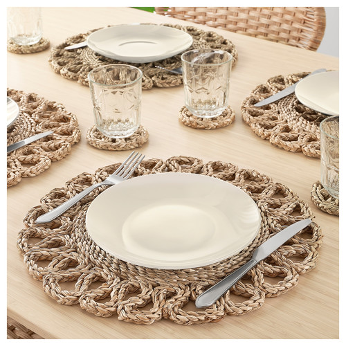 GALLSOPP Place mat, natural/sedge handmade, 37 cm