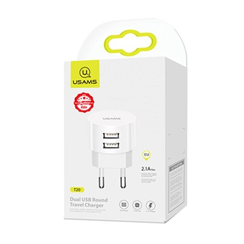 Usams Wall Charger 2xUSB 2.1A 10W T20 EU Plug