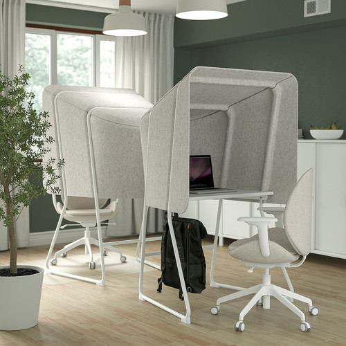 MITTZON Focus workstation, beige/white, 95x87x155 cm