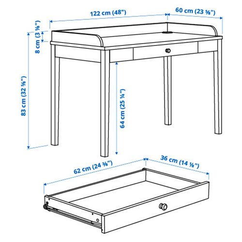 SMYGA Desk, light grey, 122x60 cm