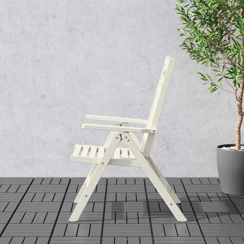 BONDHOLMEN Reclining chair, outdoor, white/beige