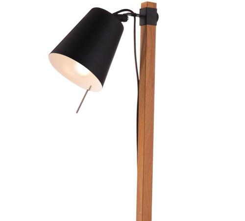 GoodHome Floor Lamp Menonry E27, black/wood-like