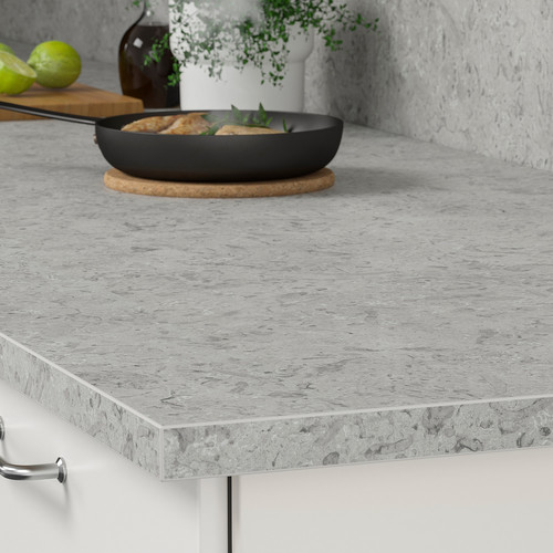 EKBACKEN Worktop, limestone effect/laminate, 186x2.8 cm