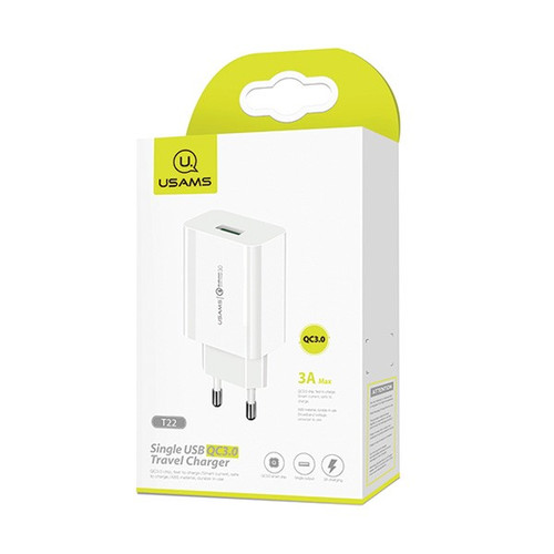 USAMS Wall Charger EU Plug T22 18W QC 3.0 with USB-C