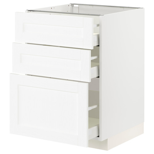 METOD / MAXIMERA Base cabinet with 3 drawers, white Enköping/white wood effect, 60x60 cm