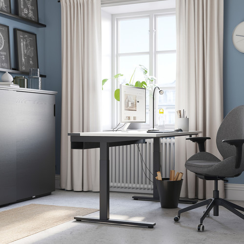 MITTZON Desk, white/black, 140x60 cm