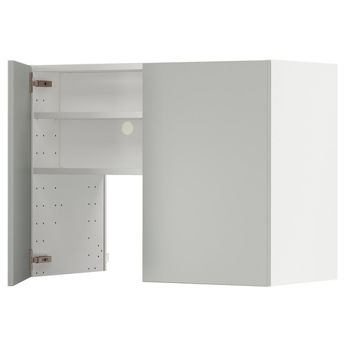 METOD Wall cb f extr hood w shlf/door, white/Havstorp light grey, 80x60 cm
