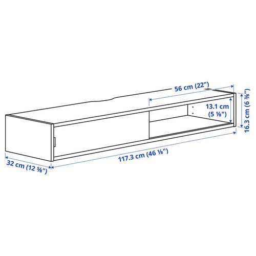 SPIKSMED Media shelf, light grey, 117x32 cm