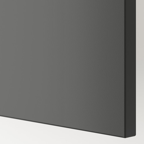 BESTÅ TV storage combination/glass doors, dark grey Lappviken/Fällsvik anthracite, 300x42x211 cm