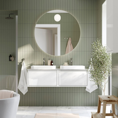 FAXÄLVEN Mirror with built-in lighting, 100 cm