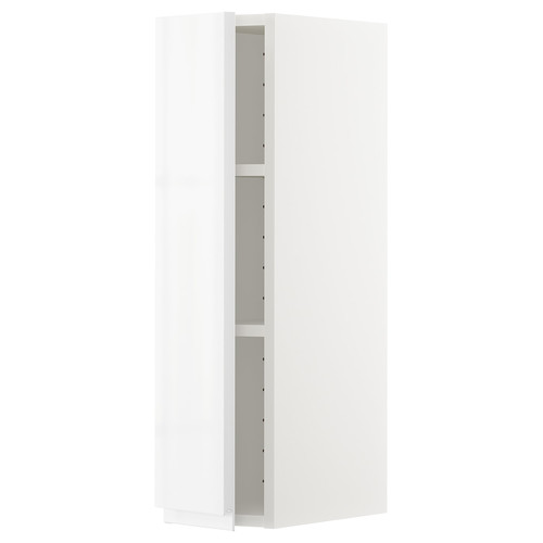 METOD Wall cabinet with shelves, white/Voxtorp high-gloss/white, 20x80 cm