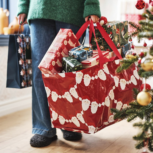 VINTERFINT Carrier bag, large, Santa Claus pattern red, 55x37x35 cm/71 l