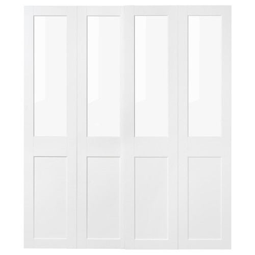 GRIMO Pair of sliding doors, glass/white, 200x236 cm