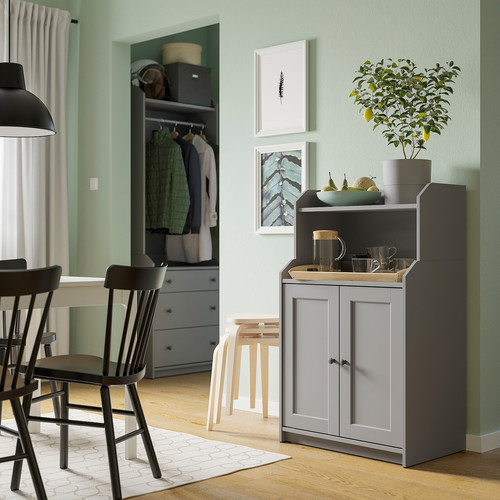 HAUGA Cabinet with 2 doors, grey, 70x116 cm