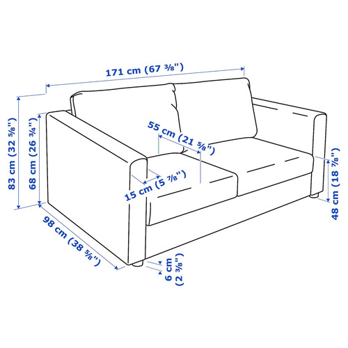 VIMLE 2-seat sofa, Gunnared medium grey