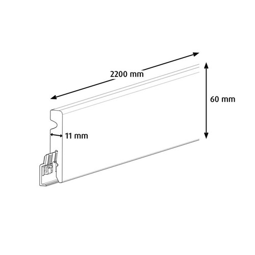 GoodHome MDF Skirting Board 11 x 60 x 2200 mm, white