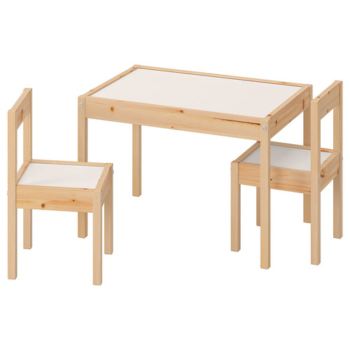 LÄTT Children's table with 2 chairs, white, pine