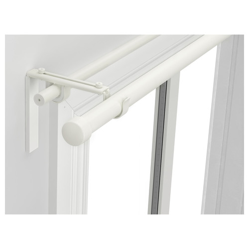 RÄCKA / HUGAD Double curtain rod combination, white, 210-385 cm