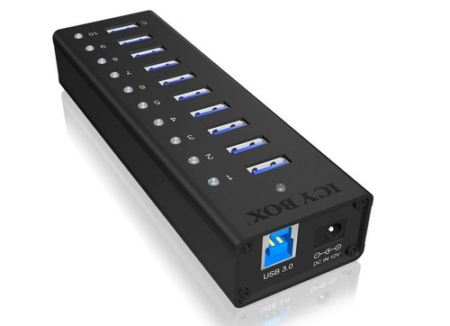 RaidSonic Active 10-port USB 3.0 Hub Aluminium Case