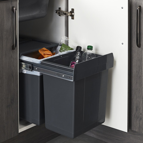 GoodHome Integrated Kitchen Pull-out Wate Sorting Bin Vigote, 26 l