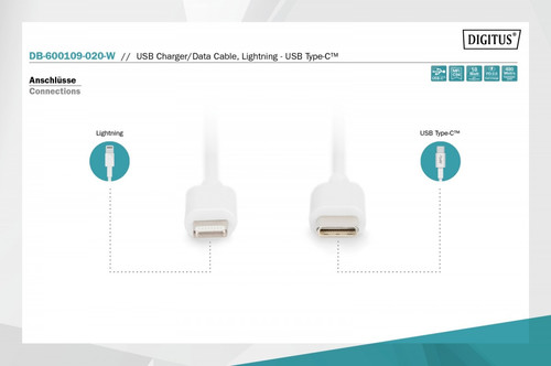 Digitus Cable Lightning to USB-C DB-600109-020-W