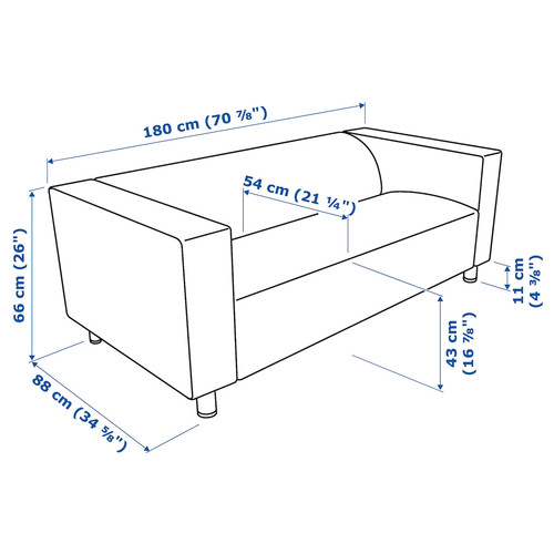 KLIPPAN Cover for 2-seat sofa, Långban bright red