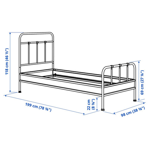 STJÄRNÖ Bed frame, anthracite/Lönset, Standard Single