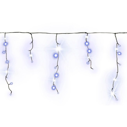 Christmas Curtain Lights In-/Outdoor 200 LED 9.6m, icicles, blue + white flash