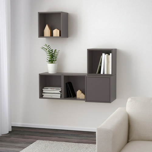 EKET Wall-mounted cabinet combination, dark grey, 105x35x120 cm