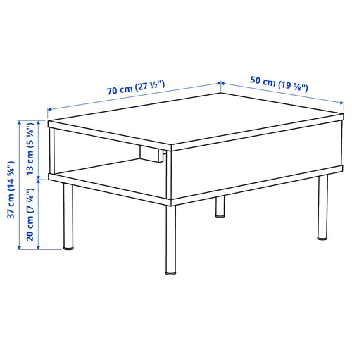 TUNSTA Side table, anthracite, 70x50 cm