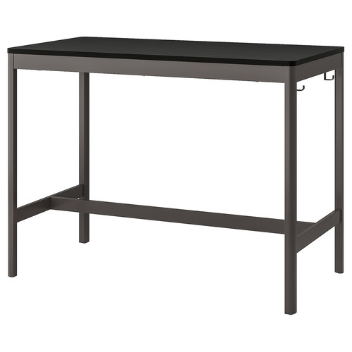 IDÅSEN Table, black, dark grey, 140x70x105 cm