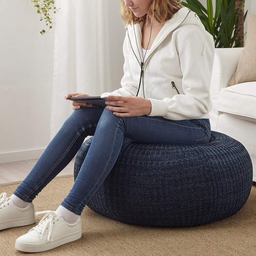 SANDARED Pouffe, dark blue, 71 cm