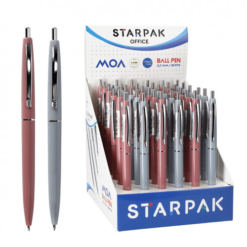 Starpak Ball Pen Moa, grey/powder pink, 36pcs