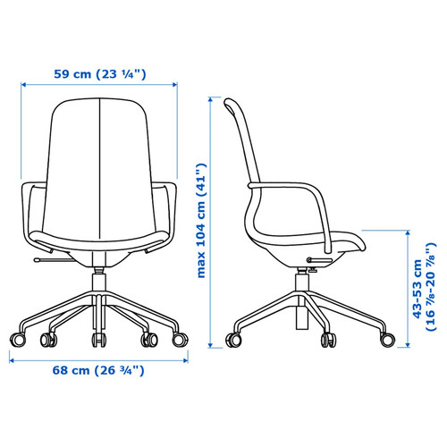 LÅNGFJÄLL Office chair with armrests