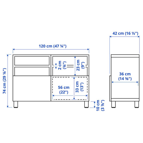 BESTÅ TV bench with doors, Lappviken black-brown, Lappviken/Stubbarp black-brown, 120x42x74 cm