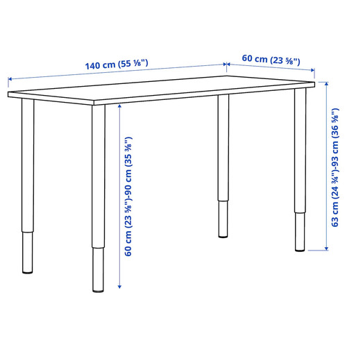 LAGKAPTEN / OLOV Desk, grey-turquoise/black, 140x60 cm