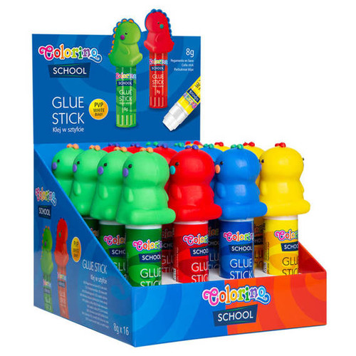 Colorino School Glue Stick 8g Dino 16pcs