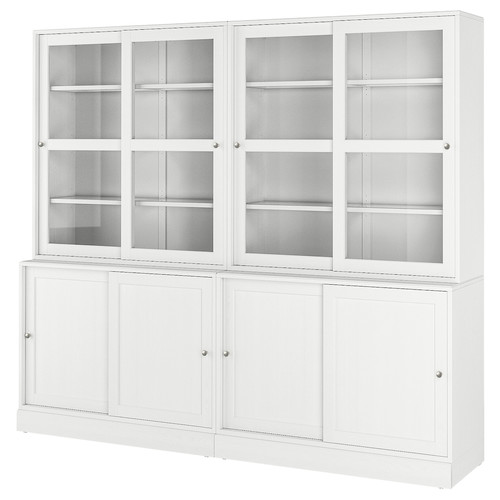 HAVSTA Storage comb w sliding glass doors, white, 242x47x212 cm