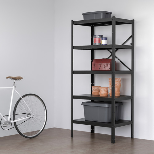 BROR Shelving unit, black, 85x55x190 cm