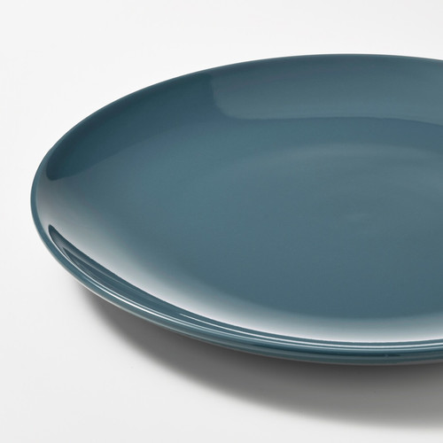 FÄRGKLAR Plate, glossy dark turquoise, 26 cm, 4 pack