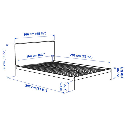 KLEPPSTAD Bed frame, white/Vissle beige, 160x200 cm