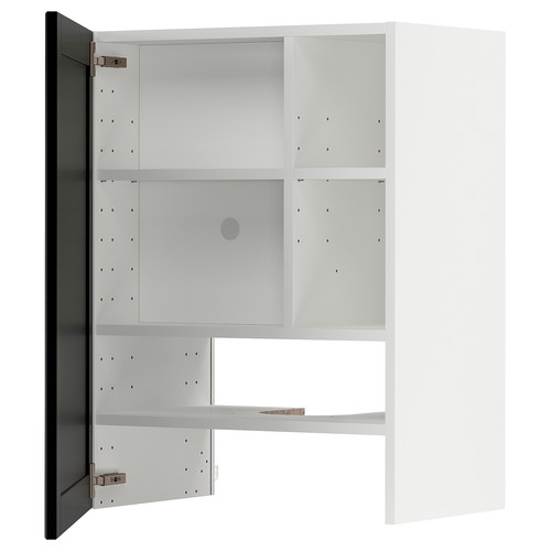 METOD Wall cb f extr hood w shlf/door, white/Lerhyttan black stained, 60x80 cm