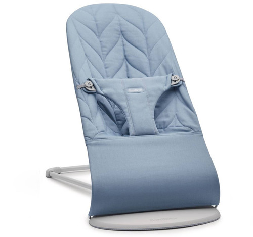 BABYBJÖRN Bliss Woven Baby Bouncer, Blue (Light Grey, Petal Quilt)