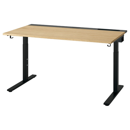 MITTZON Desk, oak veneer/black, 140x80 cm