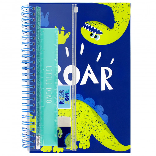 School Set Roar - Notepad, Ruler, Pencil, Eraser, Sharpener