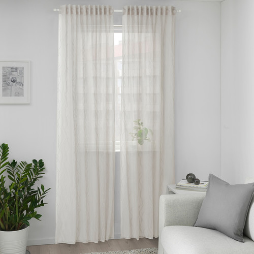 GLESGRÖE Sheer curtains, 1 pair, grey, 145x300 cm